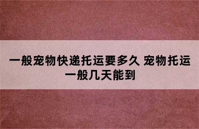 一般宠物快递托运要多久 宠物托运一般几天能到